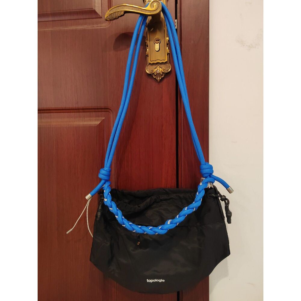 topologie Black Crossbody with Bright Blue Rope Strap